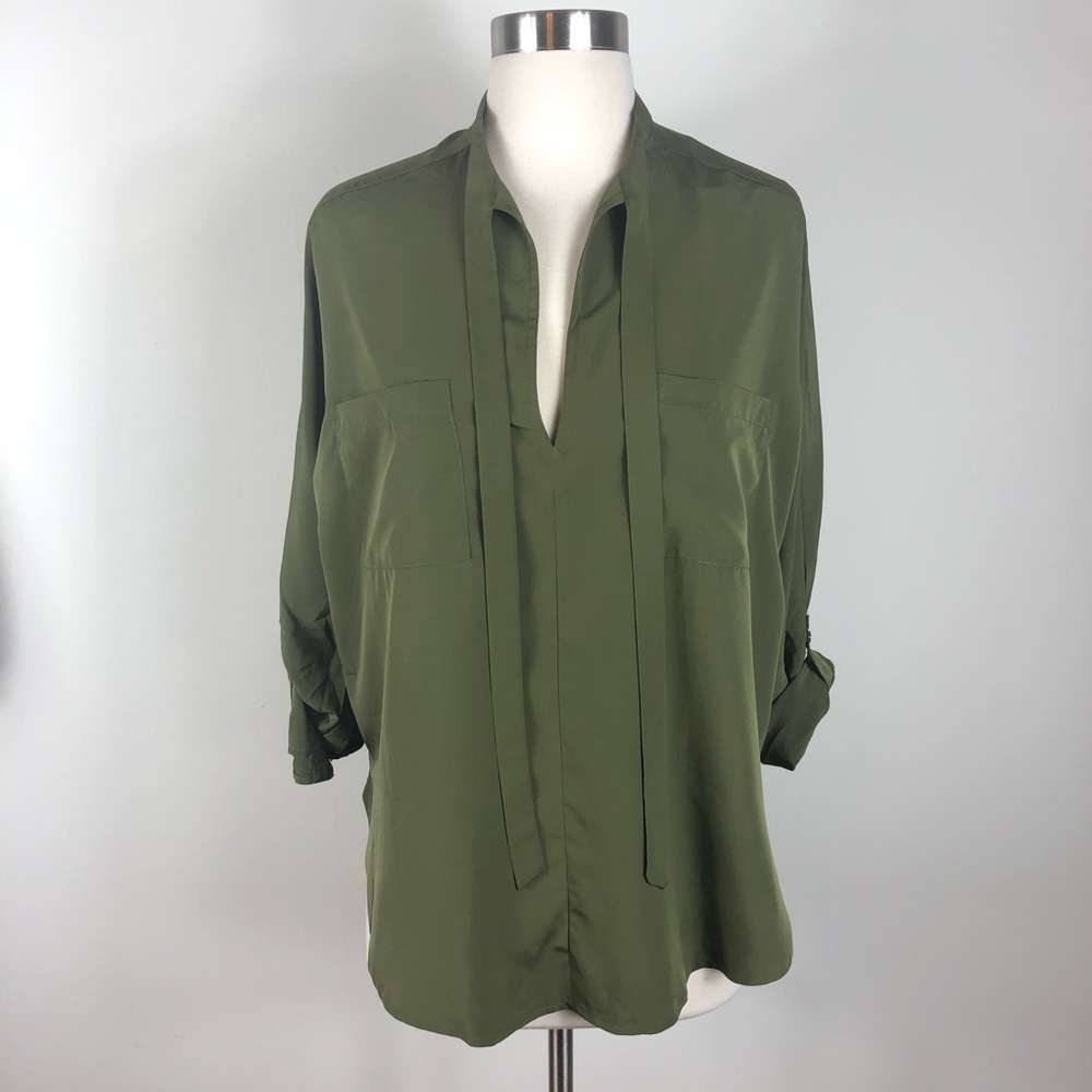 Abercrombie & Fitch Olive Tie Front Top